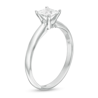 Previously Owned - 0.30 CT. Princess-Cut Diamond Solitaire Engagement Ring in 14K White Gold (J/I1)