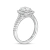 Previously Owned - 1.18 CT. T.W. Emerald-Cut Diamond Double Frame Split Shank Engagement Ring in 14K White Gold