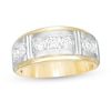 Previously Owned - Men's 1.00 CT. T.W. Diamond Seven Stone Wedding Band in 14K Two-Tone Gold