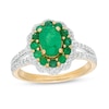 Thumbnail Image 1 of Previously Owned - Oval Emerald and 0.25 CT. T.W. Diamond Double Scallop Frame Ring in 10K Gold