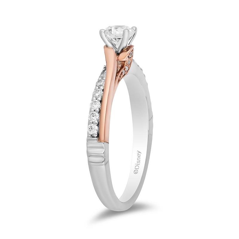 Main Image 2 of Previously Owned - Enchanted Disney Moana 0.58 CT. T.W. Diamond Twist Shank Engagement Ring in 14K Two-Tone Gold