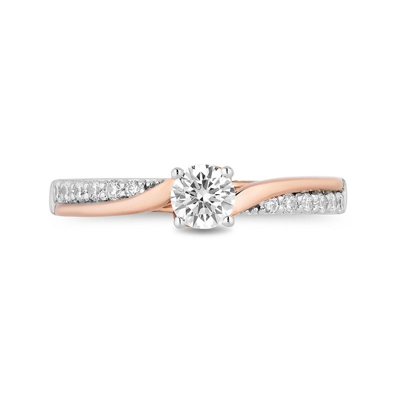 Main Image 4 of Previously Owned - Enchanted Disney Moana 0.58 CT. T.W. Diamond Twist Shank Engagement Ring in 14K Two-Tone Gold