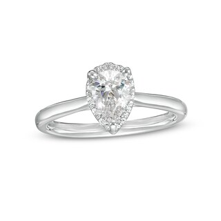 Previously Owned - 0.62 CT. T.W. Pear-Shaped Lab-Created Diamond Frame Engagement Ring in 14K White Gold (F/SI2)