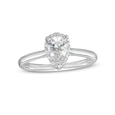 Previously Owned - 0.62 CT. T.W. Pear-Shaped Lab-Created Diamond Frame Engagement Ring in 14K White Gold (F/SI2)