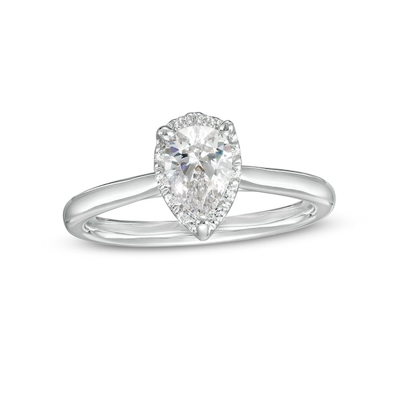 Previously Owned - 0.62 CT. T.W. Pear-Shaped Lab-Created Diamond Frame Engagement Ring in 14K White Gold (F/SI2)