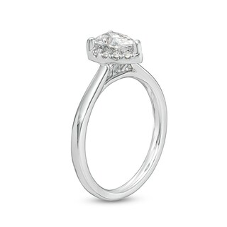 Previously Owned - 0.62 CT. T.W. Pear-Shaped Lab-Created Diamond Frame Engagement Ring in 14K White Gold (F/SI2)