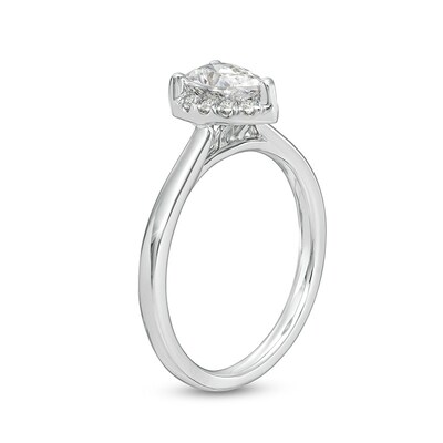 Previously Owned - 0.62 CT. T.W. Pear-Shaped Lab-Created Diamond Frame Engagement Ring in 14K White Gold (F/SI2)
