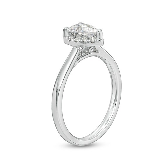 Previously Owned - 0.62 CT. T.W. Pear-Shaped Lab-Created Diamond Frame Engagement Ring in 14K White Gold (F/SI2)