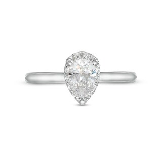 Previously Owned - 0.62 CT. T.W. Pear-Shaped Lab-Created Diamond Frame Engagement Ring in 14K White Gold (F/SI2)
