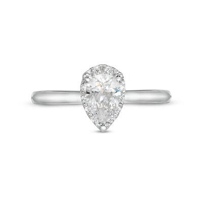 Previously Owned - 0.62 CT. T.W. Pear-Shaped Lab-Created Diamond Frame Engagement Ring in 14K White Gold (F/SI2)