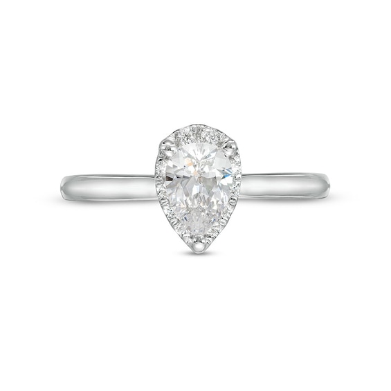 Previously Owned - 0.62 CT. T.W. Pear-Shaped Lab-Created Diamond Frame Engagement Ring in 14K White Gold (F/SI2)