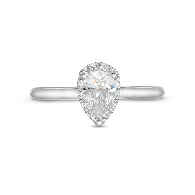 Previously Owned - 0.62 CT. T.W. Pear-Shaped Lab-Created Diamond Frame Engagement Ring in 14K White Gold (F/SI2)