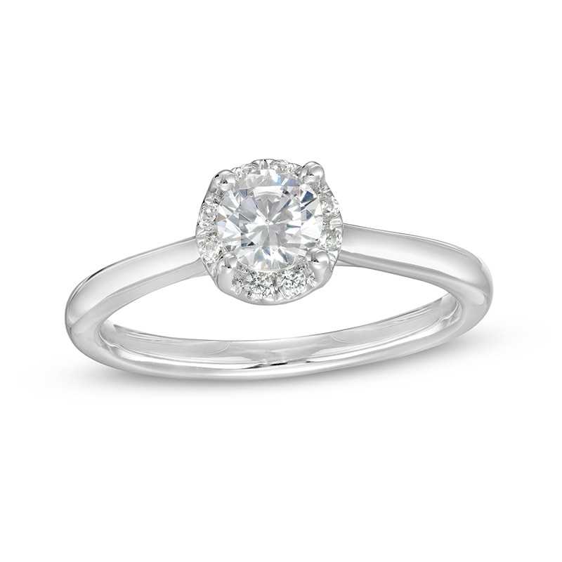 Previously Owned - 0.62 CT. T.W. Lab-Grown Diamond Frame Engagement Ring in 14K White Gold (F/SI2)