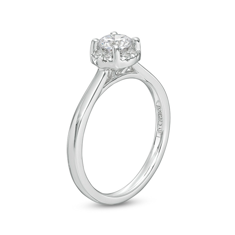 Previously Owned - 0.62 CT. T.W. Lab-Grown Diamond Frame Engagement Ring 14K White Gold (F/SI2)