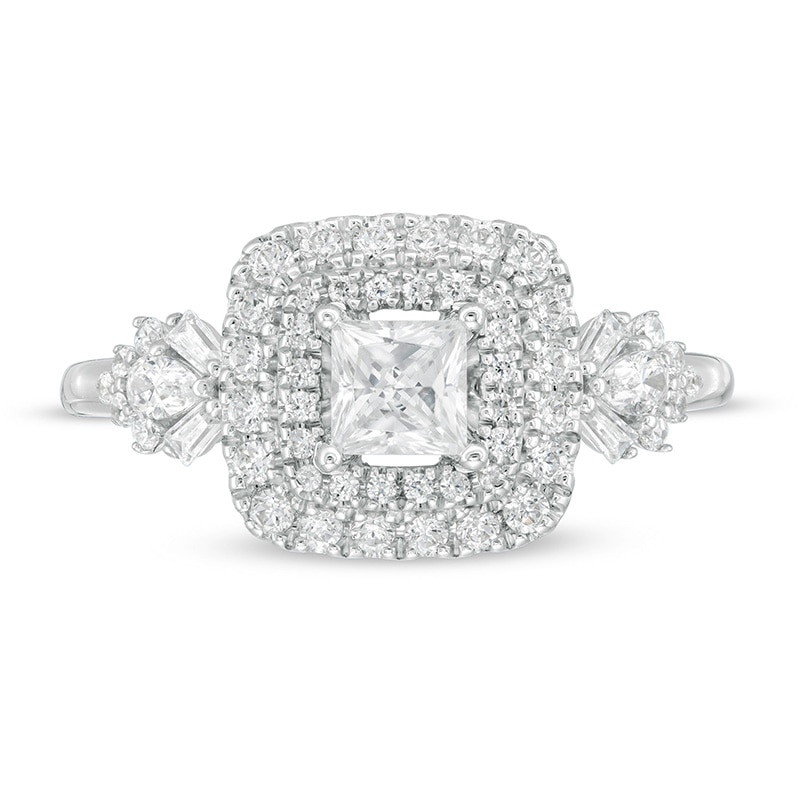 Previously Owned - Vera Wang Love Collection 0.95 CT. T.W. Princess-Cut Diamond Frame Engagement Ring in 14K White Gold