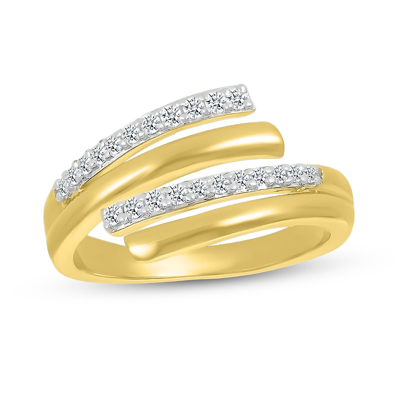 Previously Owned - 0.12 CT. T.W. Diamond Bypass Open Wrap Ring in 10K Gold