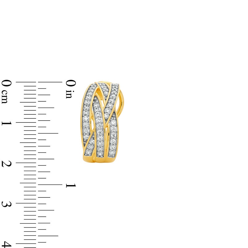 Previously Owned - 1.00 CT. T.W. Diamond Multi-Row Layered Woven Hoop Earrings in Sterling Silver with 14K Gold Plate
