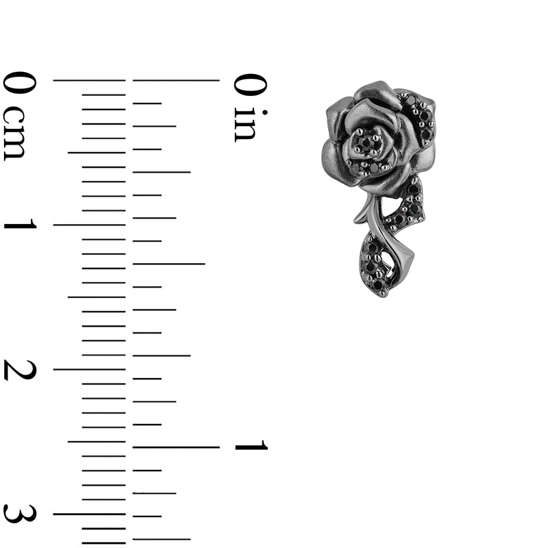 Previously Owned - Enchanted Disney Villains Maleficent 0.18 CT. T.W. Black Diamond Rose Drop Earrings in Black Sterling Silver