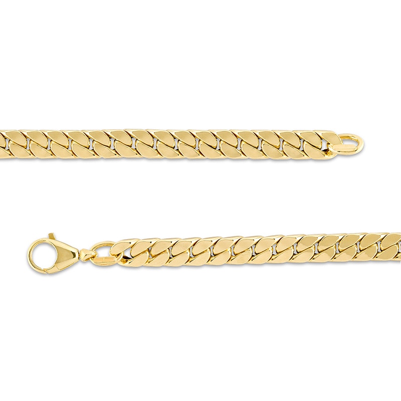 Previously Owned - 7.0mm Flat Curb Chain Link Bracelet in 18K Gold - 7.26"