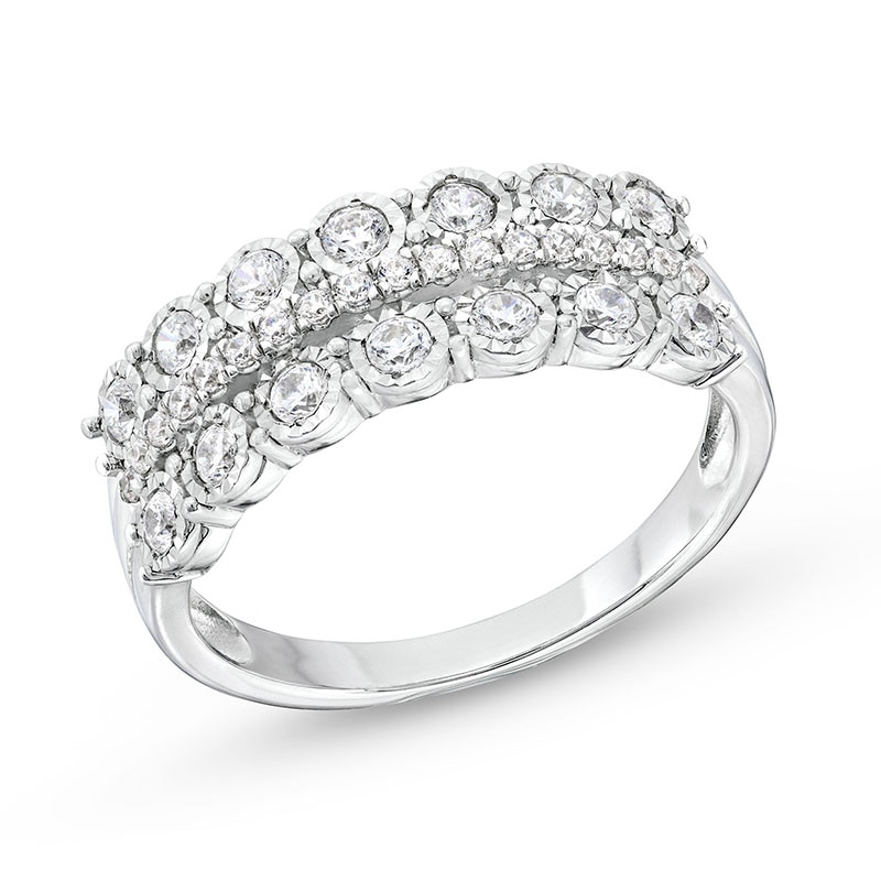 Previously Owned - 0.50 CT. T.W. Diamond Miracle Double Row Band in 10K White Gold