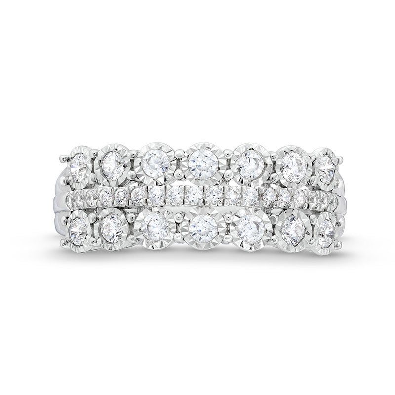 Previously Owned - 0.50 CT. T.W. Diamond Miracle Double Row Band in 10K White Gold