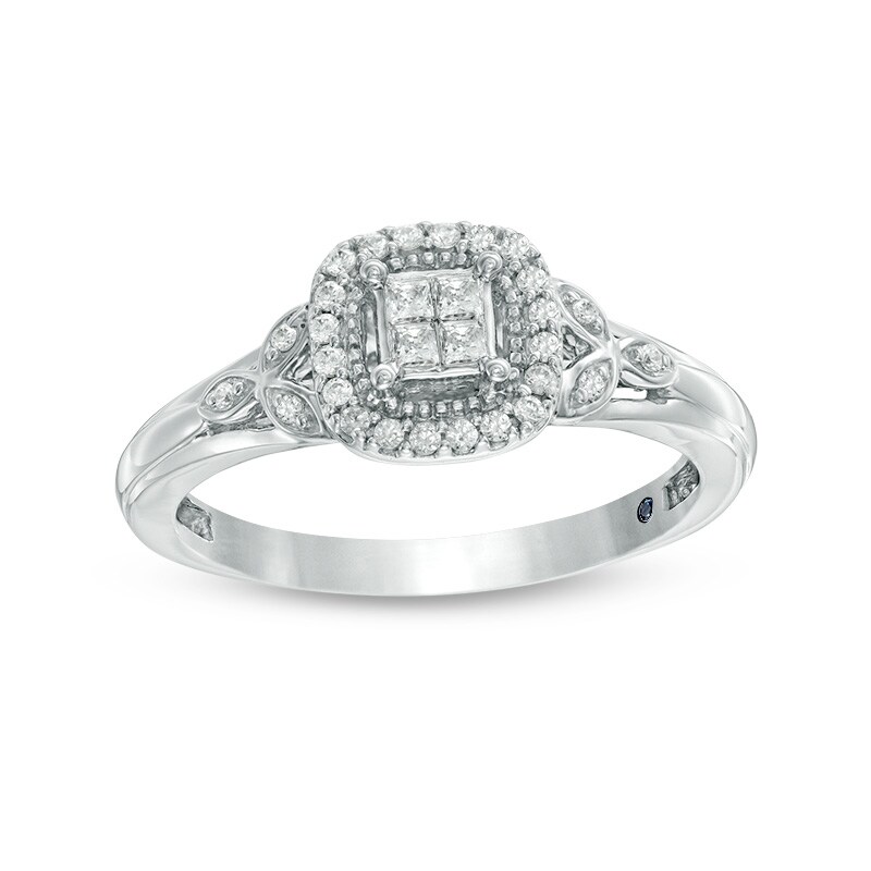 Previously Owned - 0.09 CT. T.W. Diamond Frame Promise Ring in 10K White Gold