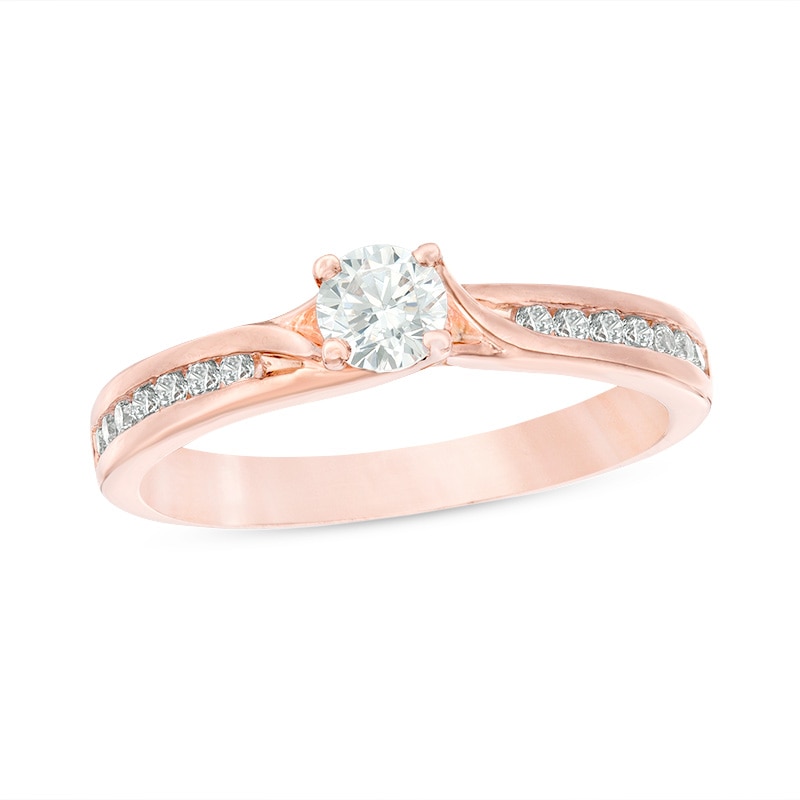 Previously Owned - 0.50 CT. T.W. Diamond Bypass Engagement Ring in 14K Rose Gold