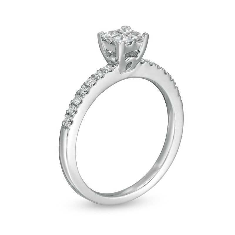 Previously Owned - 0.50 CT. T.W. Quad Princess-Cut Diamond Engagement Ring in 10K White Gold