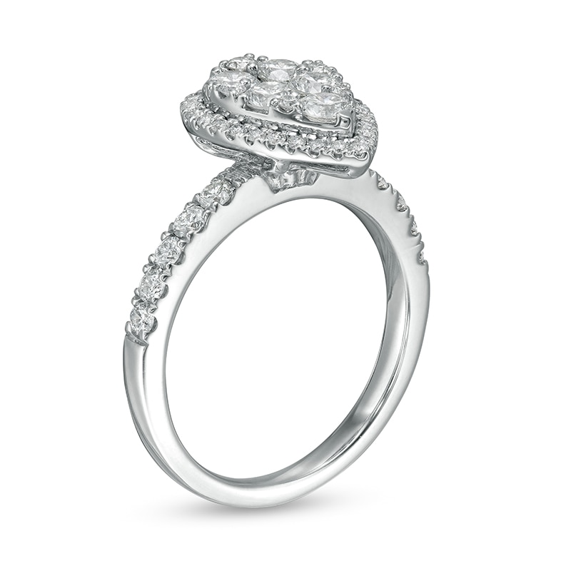Previously Owned - 1.25 CT. T.W. Composite Diamond Pear-Shaped Frame Engagement Ring in 10K White Gold