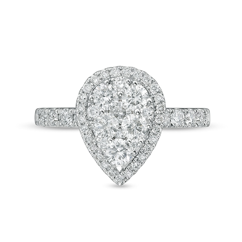 Previously Owned - 1.25 CT. T.W. Composite Diamond Pear-Shaped Frame Engagement Ring in 10K White Gold