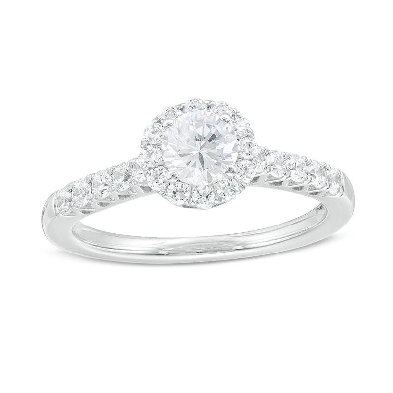 Previously Owned - 1.00 CT. T.W. Canadian Certified Diamond Frame Engagement Ring in 14K White Gold (I/I1)