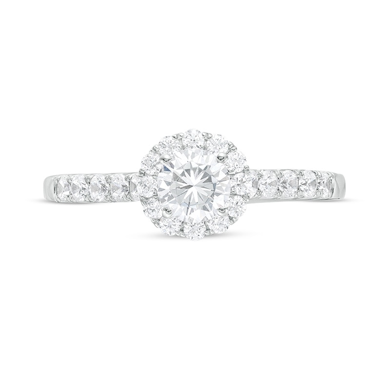 Previously Owned - 1.00 CT. T.W. Canadian Certified Diamond Frame Engagement Ring in 14K White Gold (I/I1)