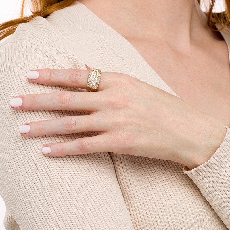 Previously Owned - 1.95 CT. T.W. Certified Lab-Grown Diamond Multi-Row Ring in 14K Gold (F/SI2)
