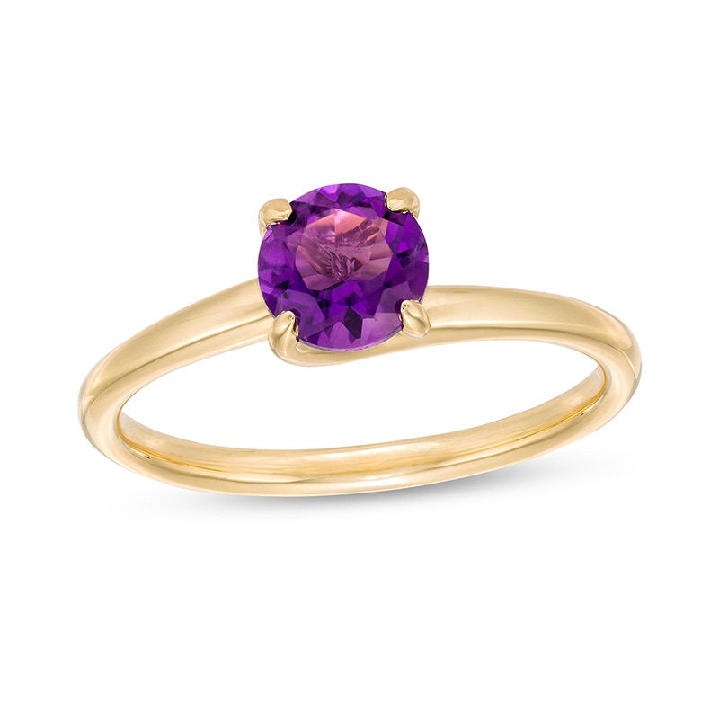 Previously Owned - 6.0mm Amethyst Solitaire Bypass Ring in 10K Gold
