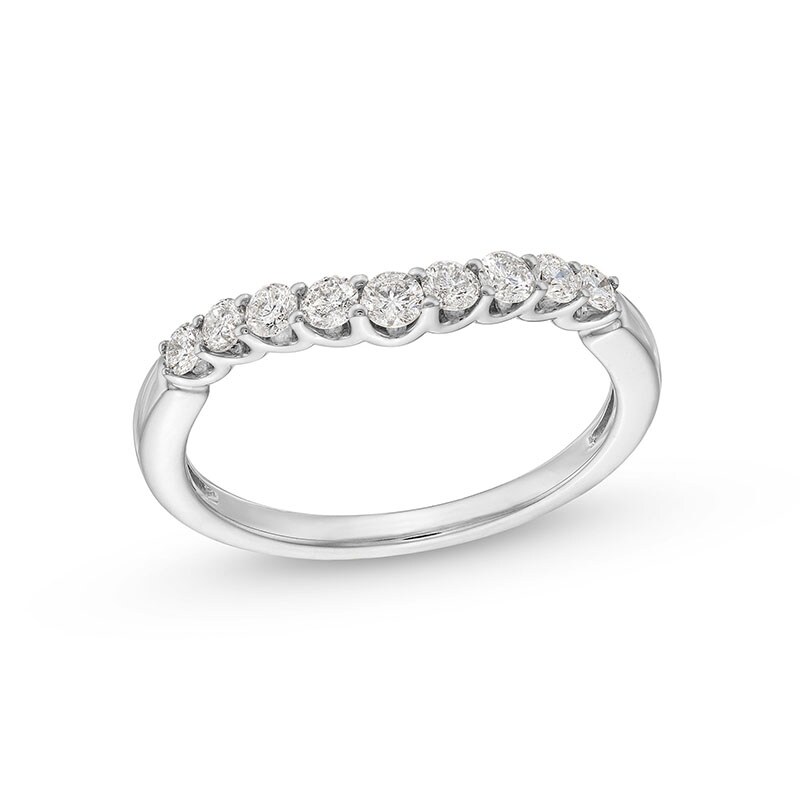 Previously Owned - 0.40 CT. T.W. Diamond Nine Stone Contour Anniversary Band in 14K White Gold
