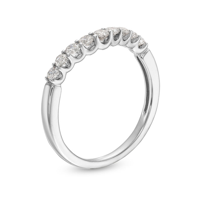 Previously Owned - 0.40 CT. T.W. Diamond Nine Stone Contour Anniversary Band in 14K White Gold