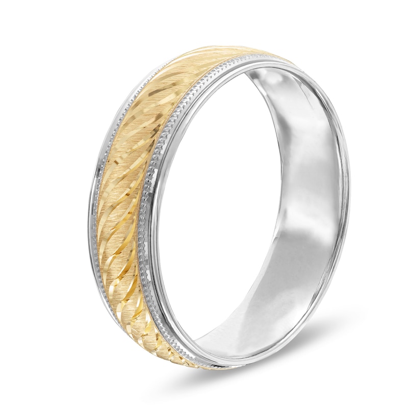 Previously Owned - Diamond-Cut 6.0mm Band in 10K Two-Tone Gold