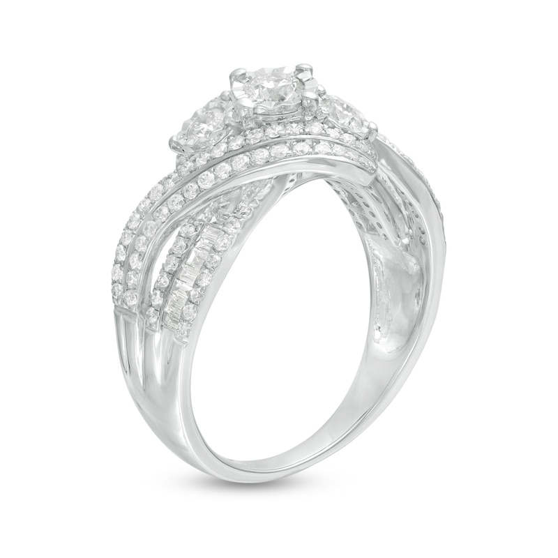 Previously Owned - 1.00 CT. T.W. Diamond Past Present Future® Bypass Engagement Ring in 10K White Gold