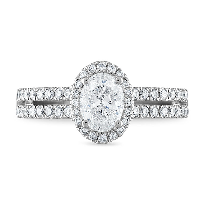 Previously Owned - Royal Asscher® 1.20 CT. T.W. Oval Diamond Frame Engagement Ring in 14K White Gold