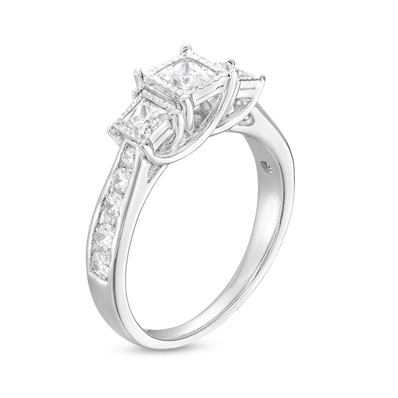 Previously Owned - 1.00 CT. T.W. Princess-Cut Diamond Miracle Past Present Future® Engagement Ring in 10K White Gold (I/I2)