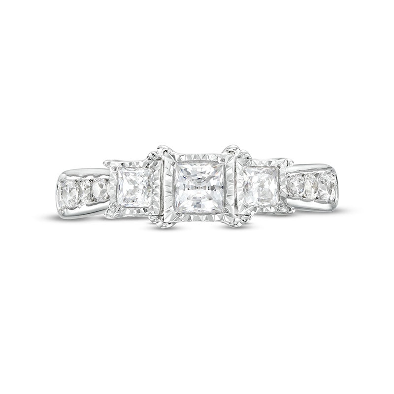Previously Owned - 1.00 CT. T.W. Princess-Cut Diamond Miracle Past Present Future® Engagement Ring in 10K White Gold (I/I2)