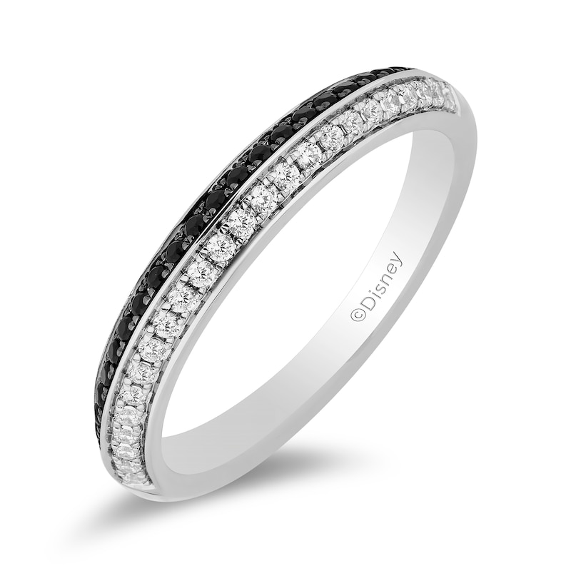 Previously Owned - Enchanted Disney Villains Cruella De Vil 0.29 CT. T.W. Black Enhanced and White Diamond Band in 14K White Gold