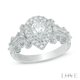 Previously Owned - Vera Wang Love Collection 1.00 CT. T.W. Pear-Shaped Diamond Frame Engagement Ring in 14K White Gold
