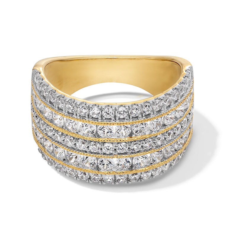 Previously Owned - 2.00 CT. T.W. Certified Lab-Grown Diamond Multi-Row Band in Sterling Silver with 10K Gold Plate (I/SI2)