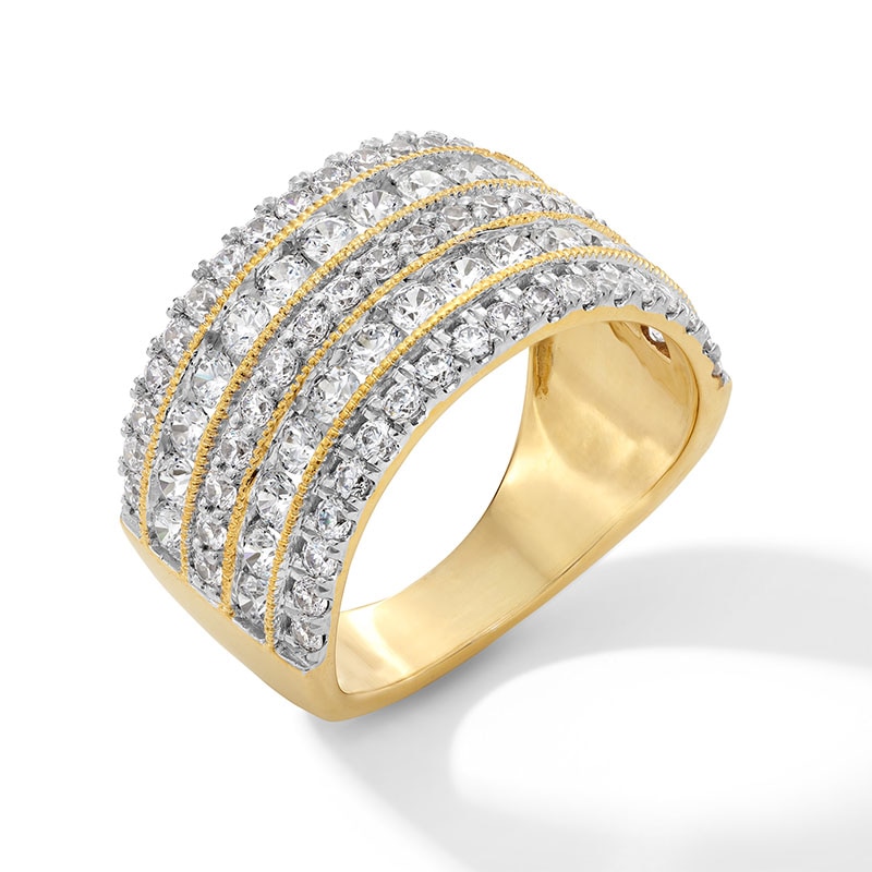 Previously Owned - 2.00 CT. T.W. Certified Lab-Grown Diamond Multi-Row Band in Sterling Silver with 10K Gold Plate (I/SI2)