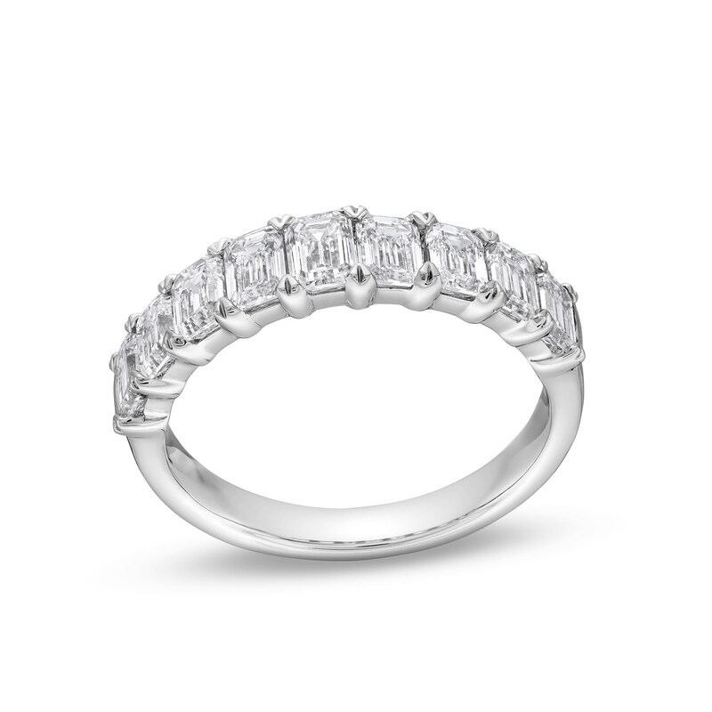 Previously Owned - 2.00 CT. T.W. Emerald-Cut Certified Lab-Grown Diamond Nine Stone Anniversary Band in 14K White Gold (F/VS2)