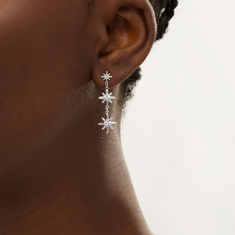Previously Owned - 0.50 CT. T.W. Certified Canadian Diamond True North Triple Drop Earrings in 10K White Gold (I/I2)