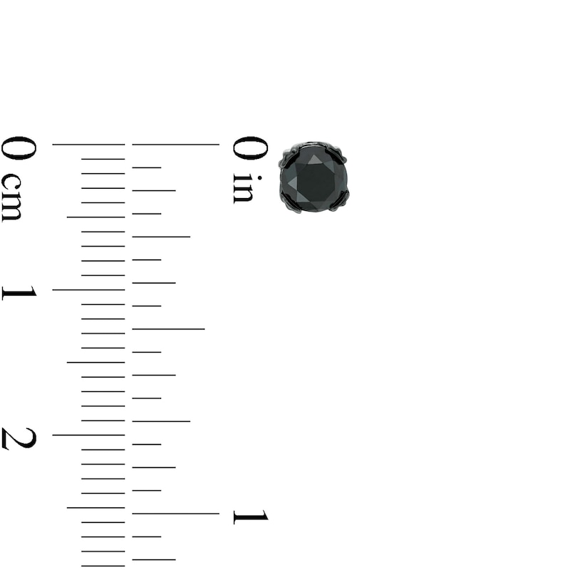 Previously Owned - Vera Wang Men 0.95 CT. T.W. Black Diamond Solitaire Stud Earrings in Sterling Silver with Black Ruthenium
