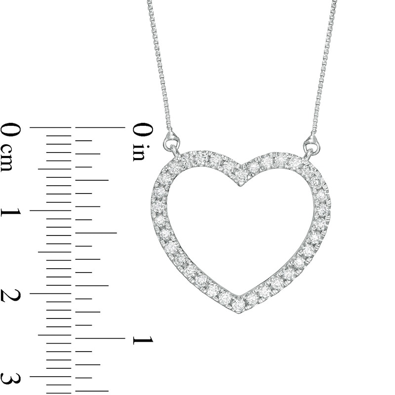 Previously Owned - 0.45 CT. T.W. Certified Lab-Grown Diamond Heart Outline Necklace in 14K White Gold (F/SI2)