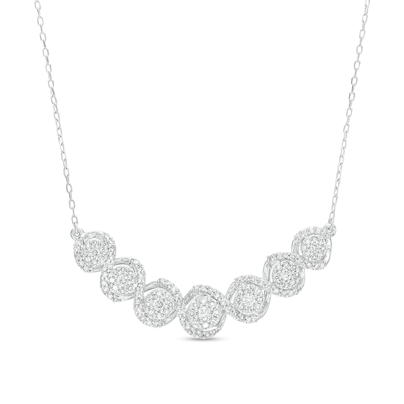 Previously Owned - 1.00 CT. T.W. Diamond Twist Necklace in 10K White Gold